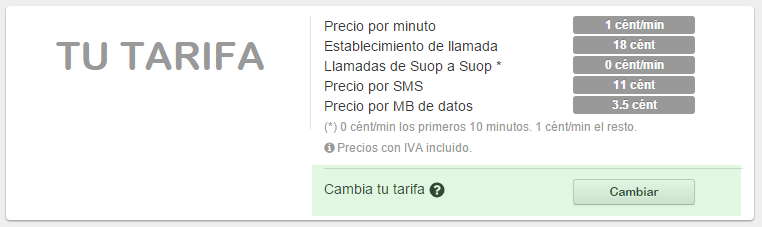 Cambio de tarifa Suop
