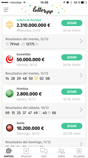 Loterías y apuestas en el móvil con LotterApp