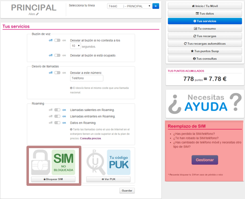 Pedir duplicado de SIM Suop