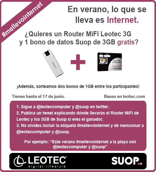 Sorteo router MiFi Leotec y bono de datos MonsterSuop 3GB